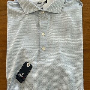 johnnie-O Men's blue diamond  Patterned golf Polo